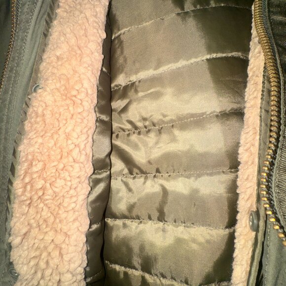 🧥 L.O.G.G. by H&M Olive Green Sherpa-Lined Parka Coat | Size 14 | Excellent Con - Picture 6 of 6